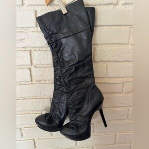 Bronx Black Leather High Heel Boots